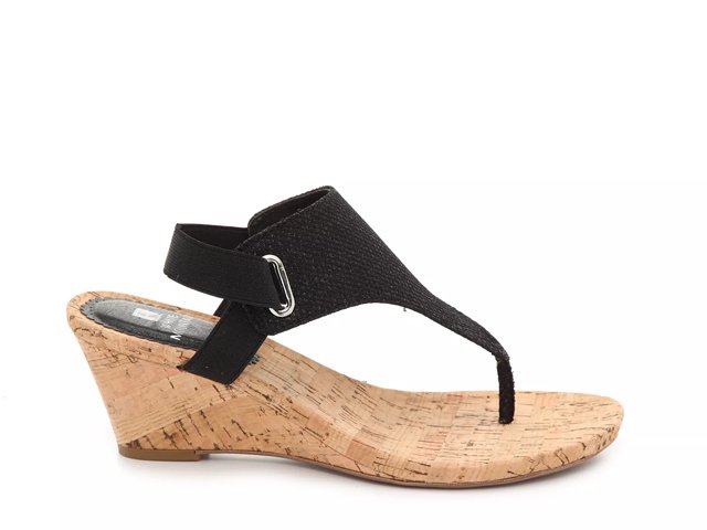 White mountain black wedge sandals online