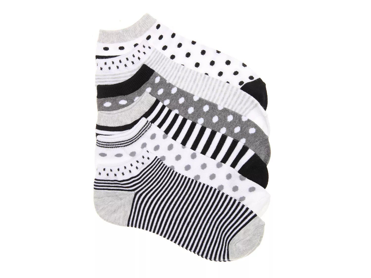  Polka Dot Stripe Women's No Show Socks - 6 Pack 