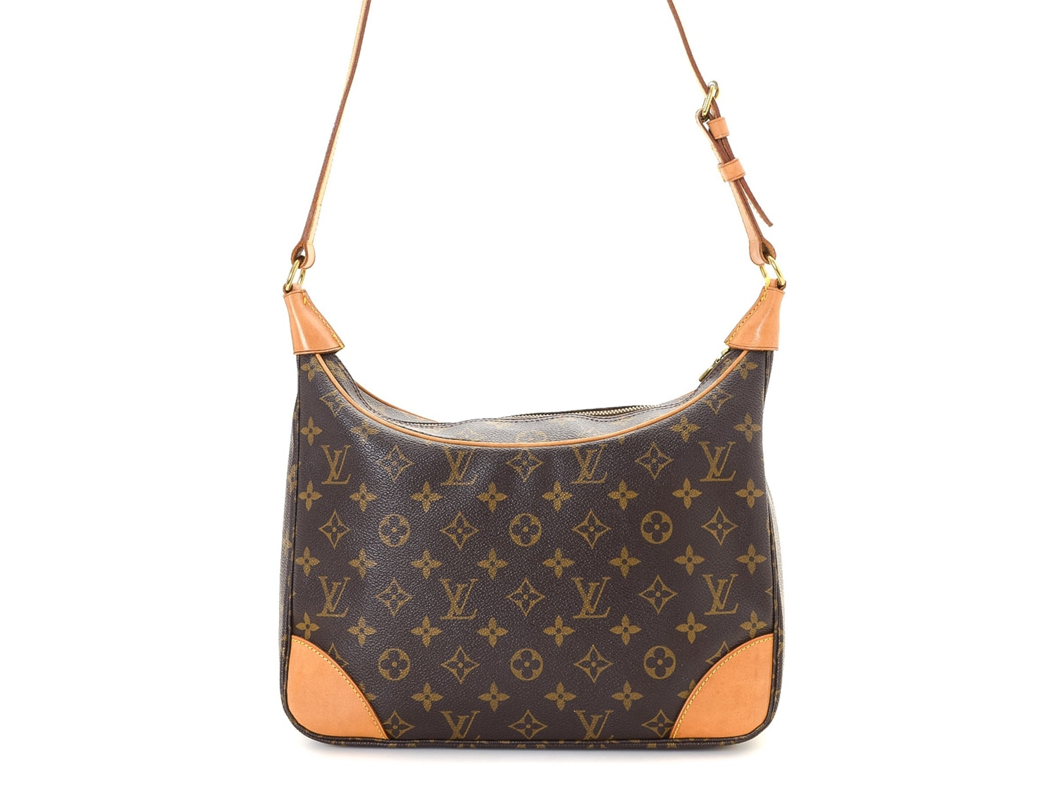 Louis+Vuitton+Boulogne+Shoulder+Bag+Brown+Leather for sale online