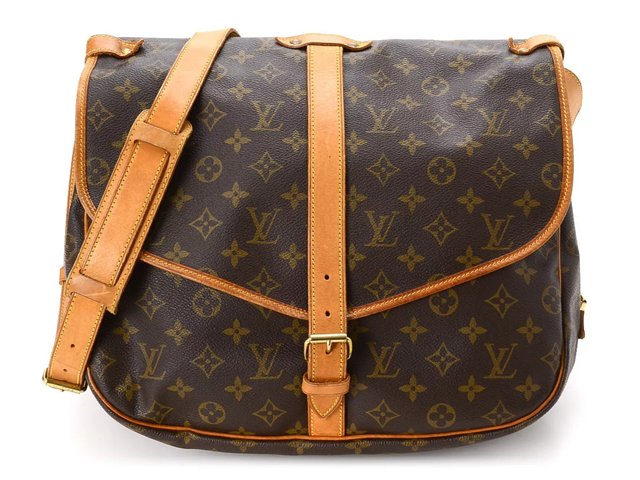 Louis Vuitton - Authenticated Saumur Handbag - Cloth Brown for Women, Good Condition