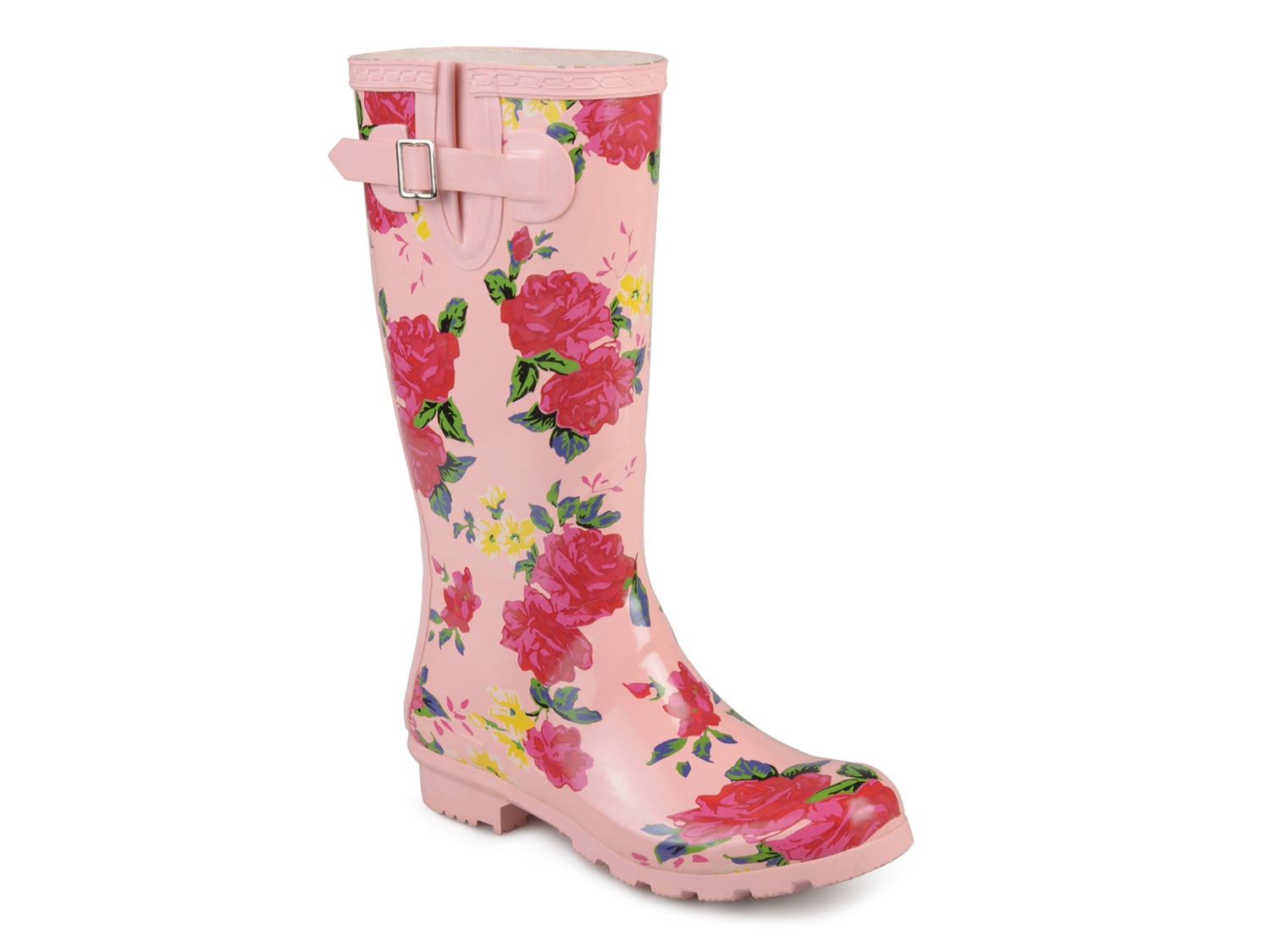 pink and black rain boots