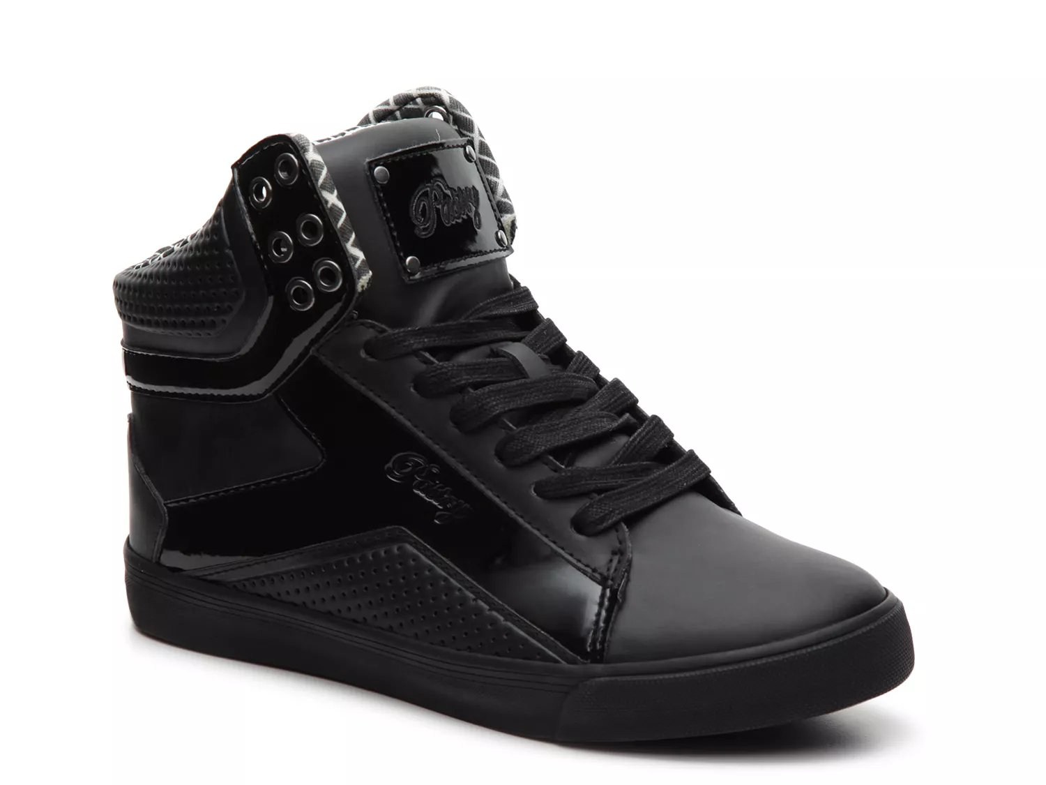 black high top leather shoes