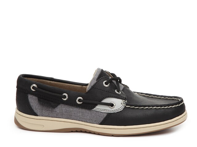 Sperry Women's Bluefish Pin Dot Blk/Grey Boat Shoes 