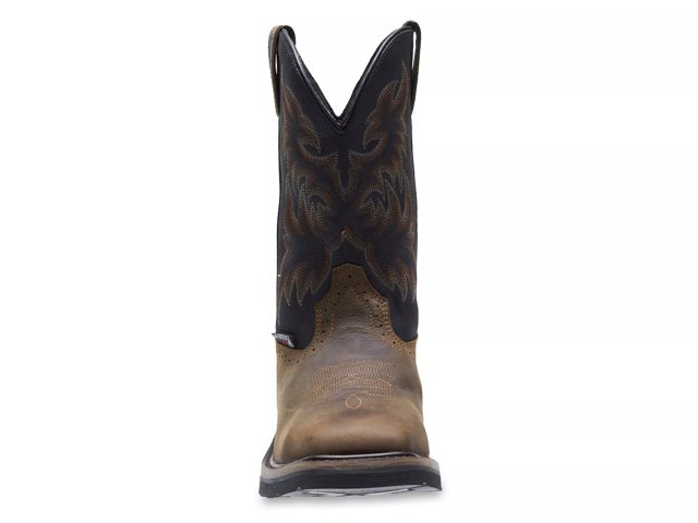 Black square toe work boots hot sale