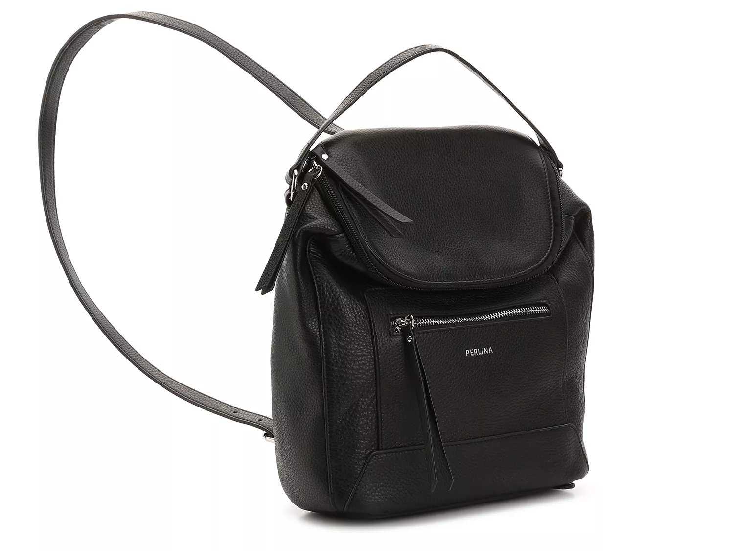 perlina black leather backpack