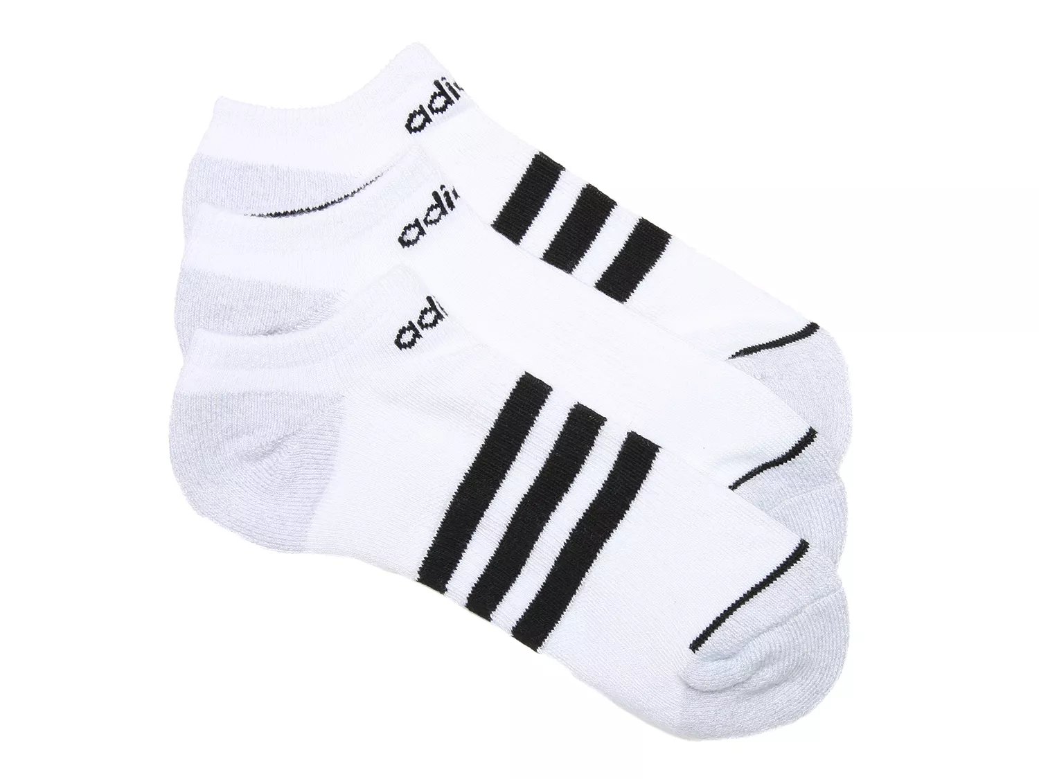 adidas Stripe Men's No Show Socks 3 Pack DSW