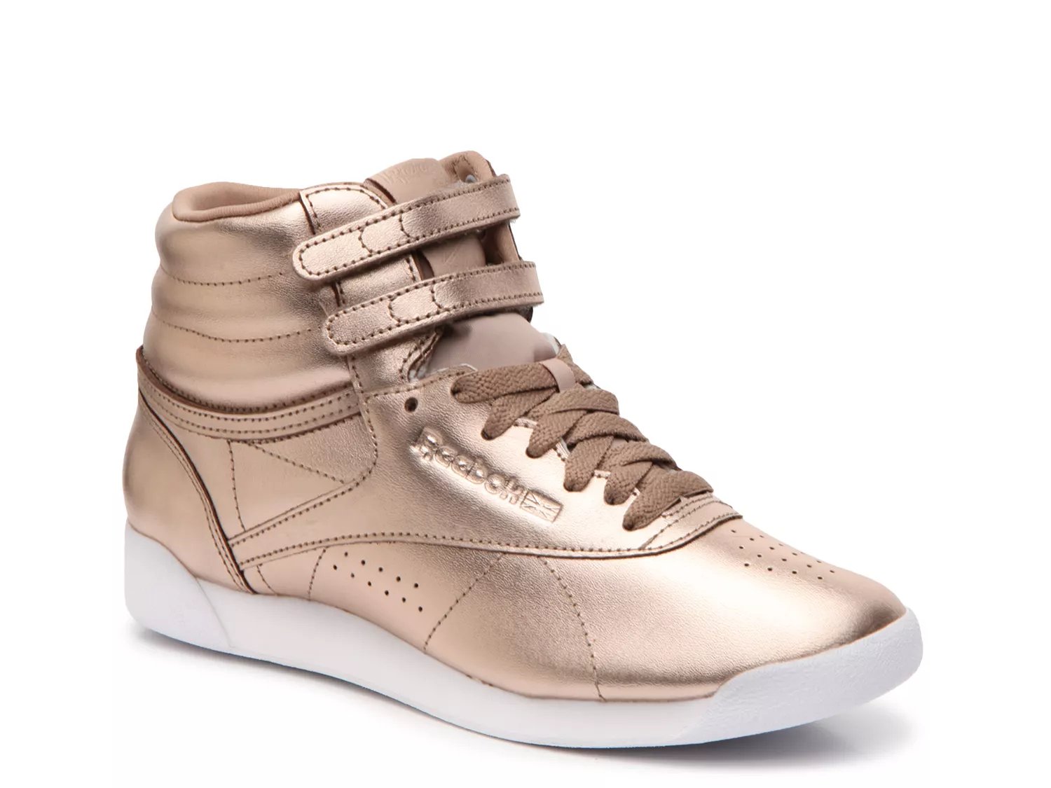 reebok freestyle hi metallic gold