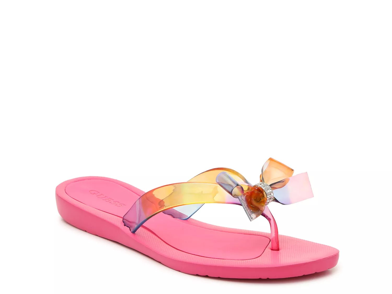 guess tutu bow flip flops rose gold