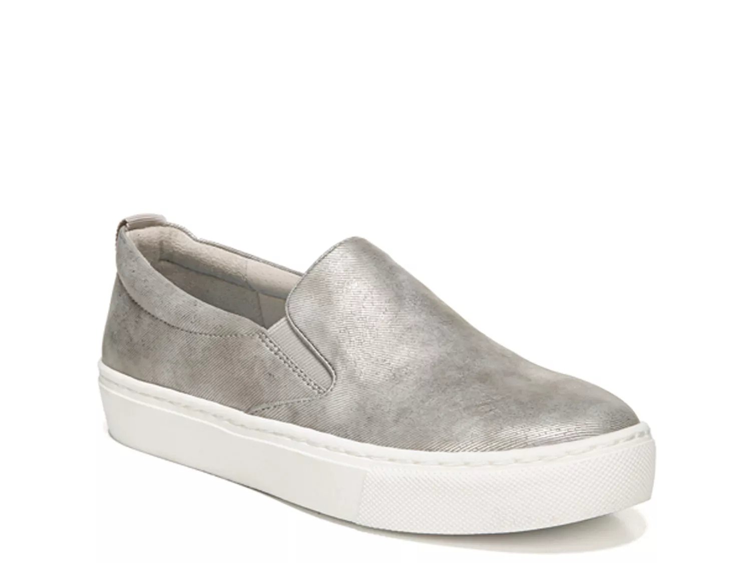 silver slip on tennis shoes
