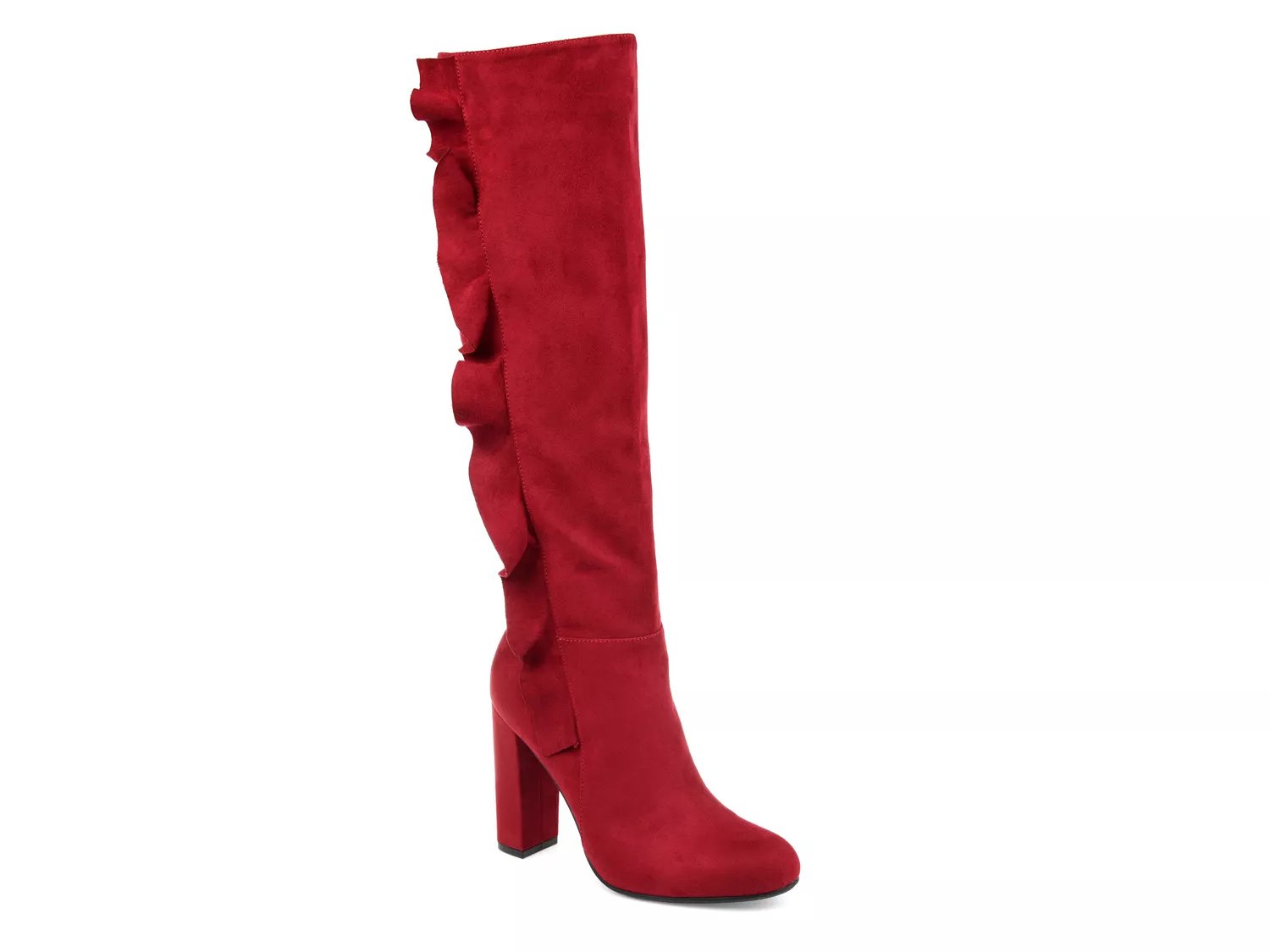 red leather wide calf boots