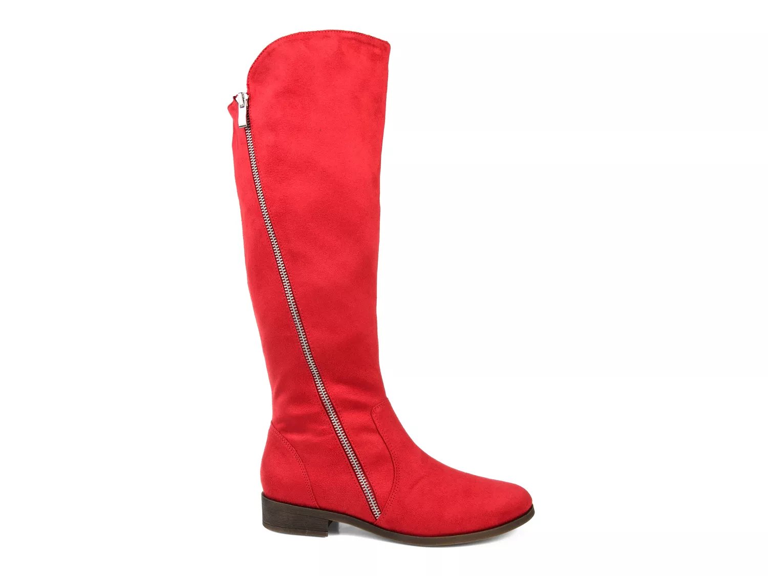 red wide calf boots
