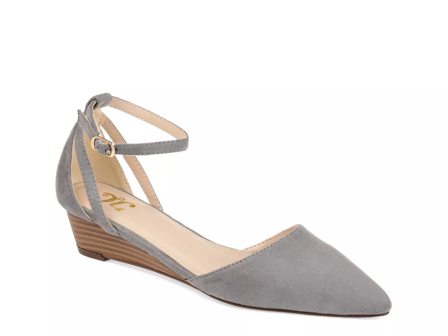 gray wedge pumps