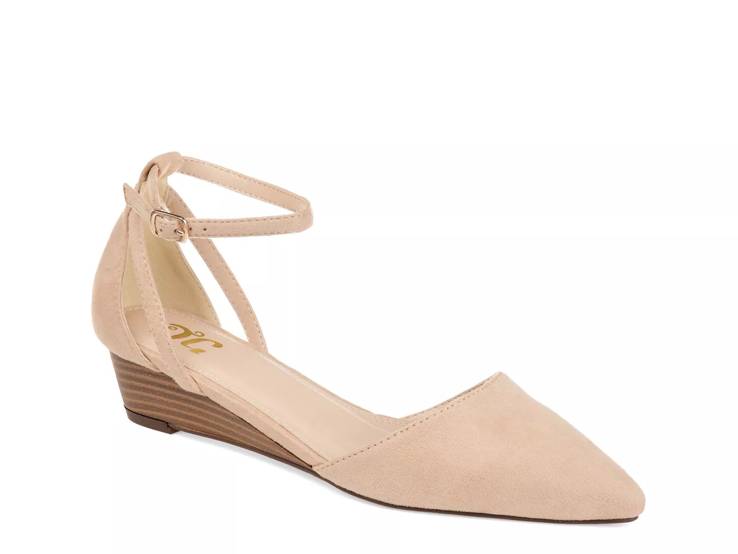 wide width nude wedges