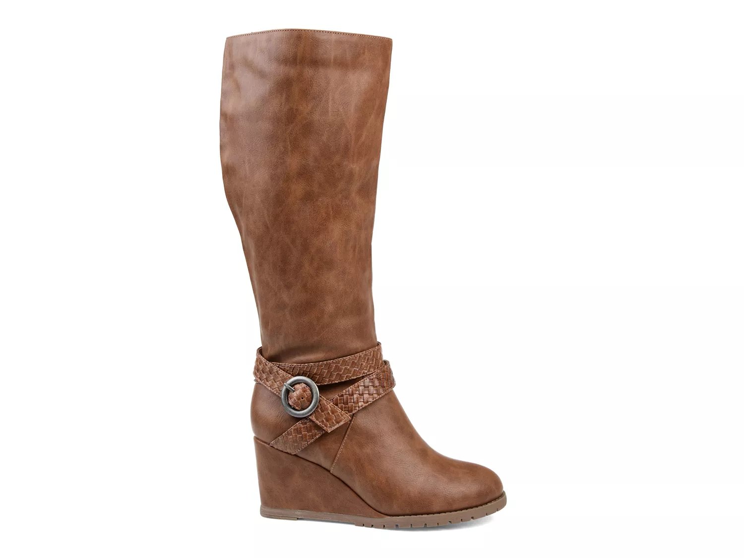 wedge wide calf boot