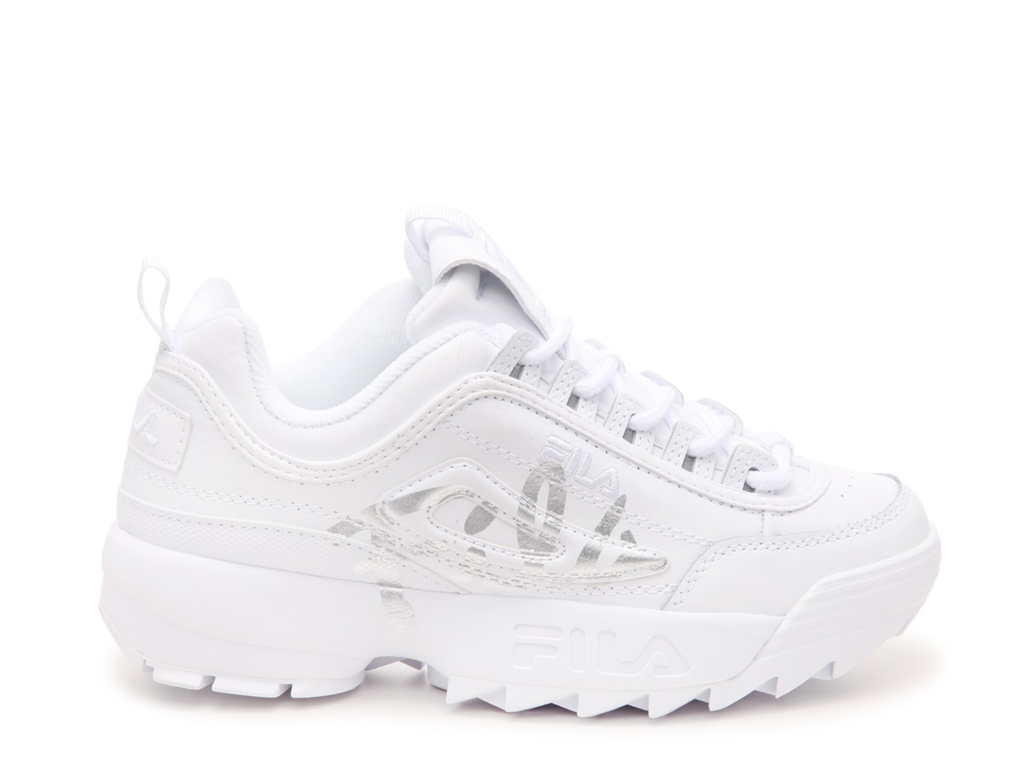 fila disruptor ii script white trainers