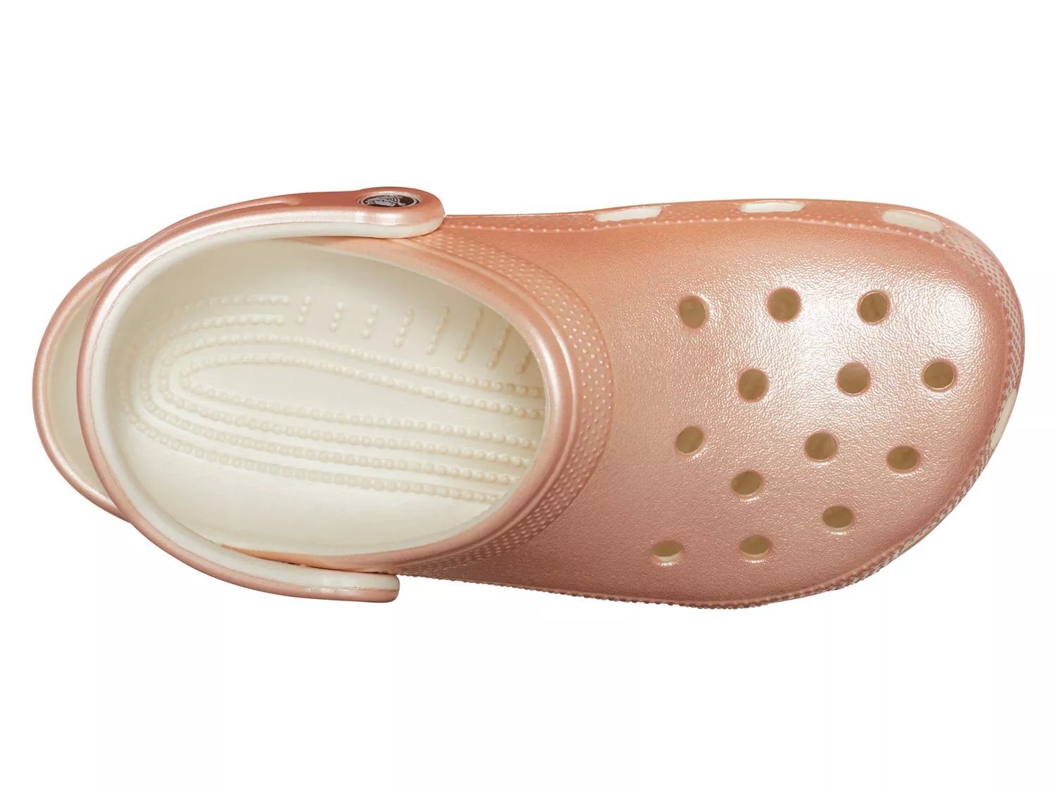 metallic rose gold crocs