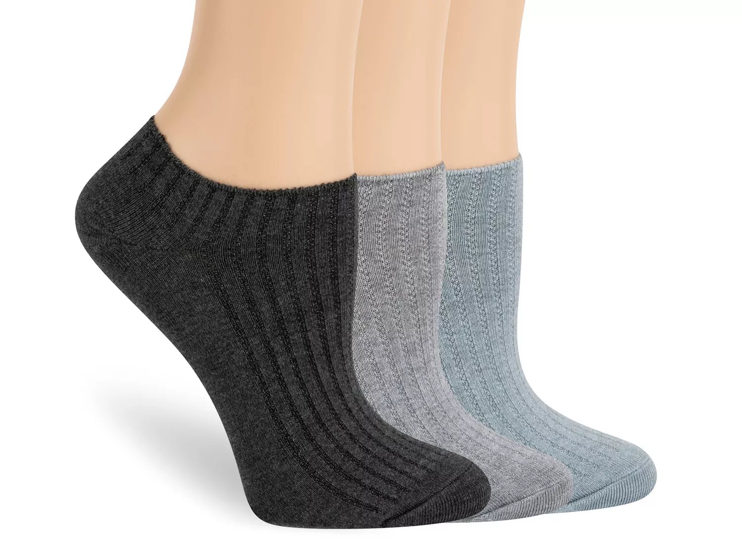  Ribbed Women's No Show Socks - 3 Pack 