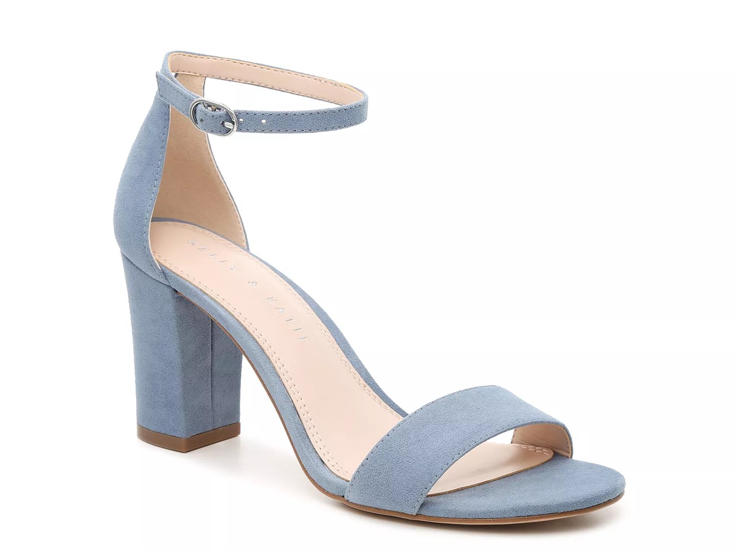 light blue suede block heels