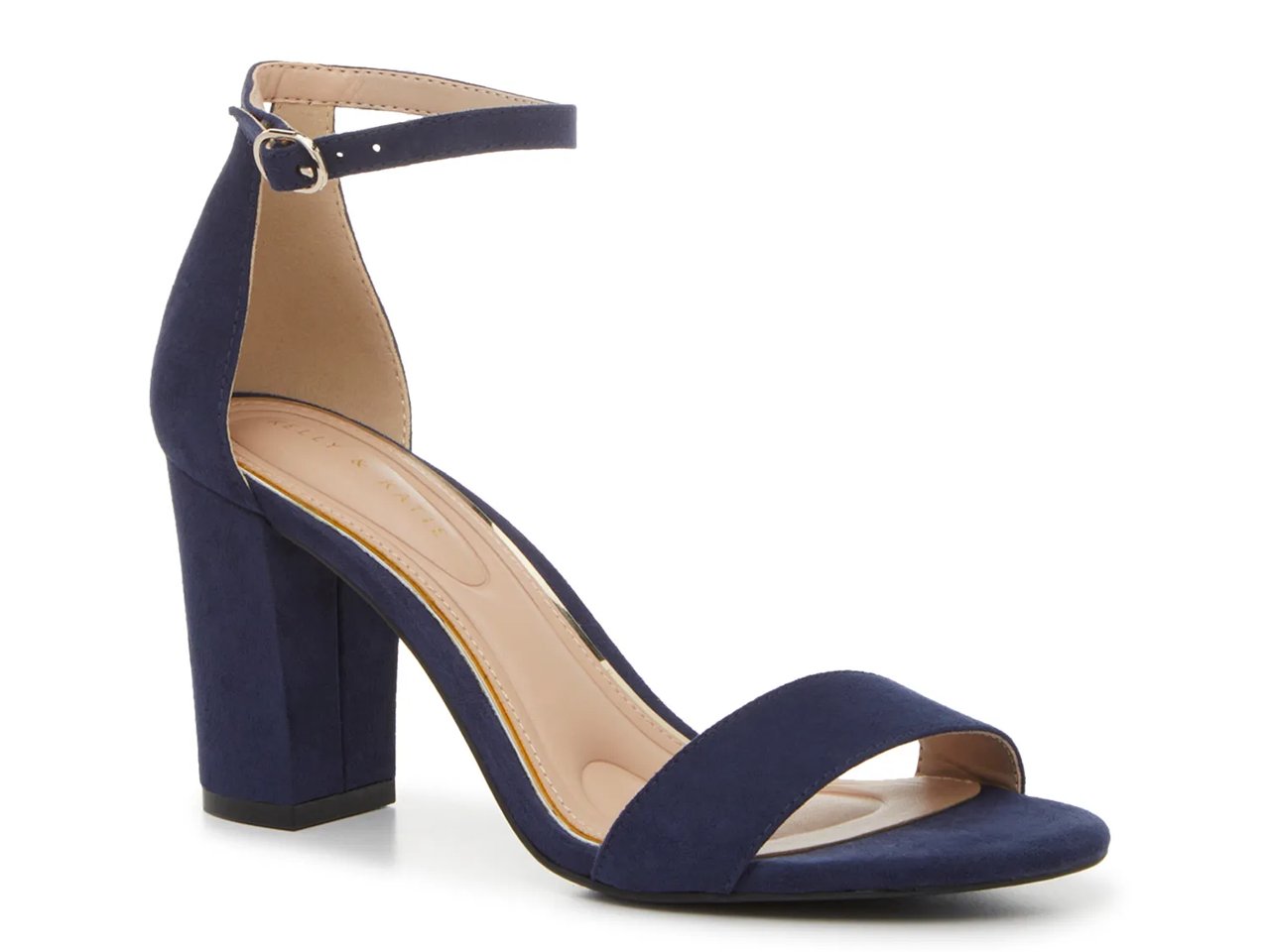 A blue high heeled sandal