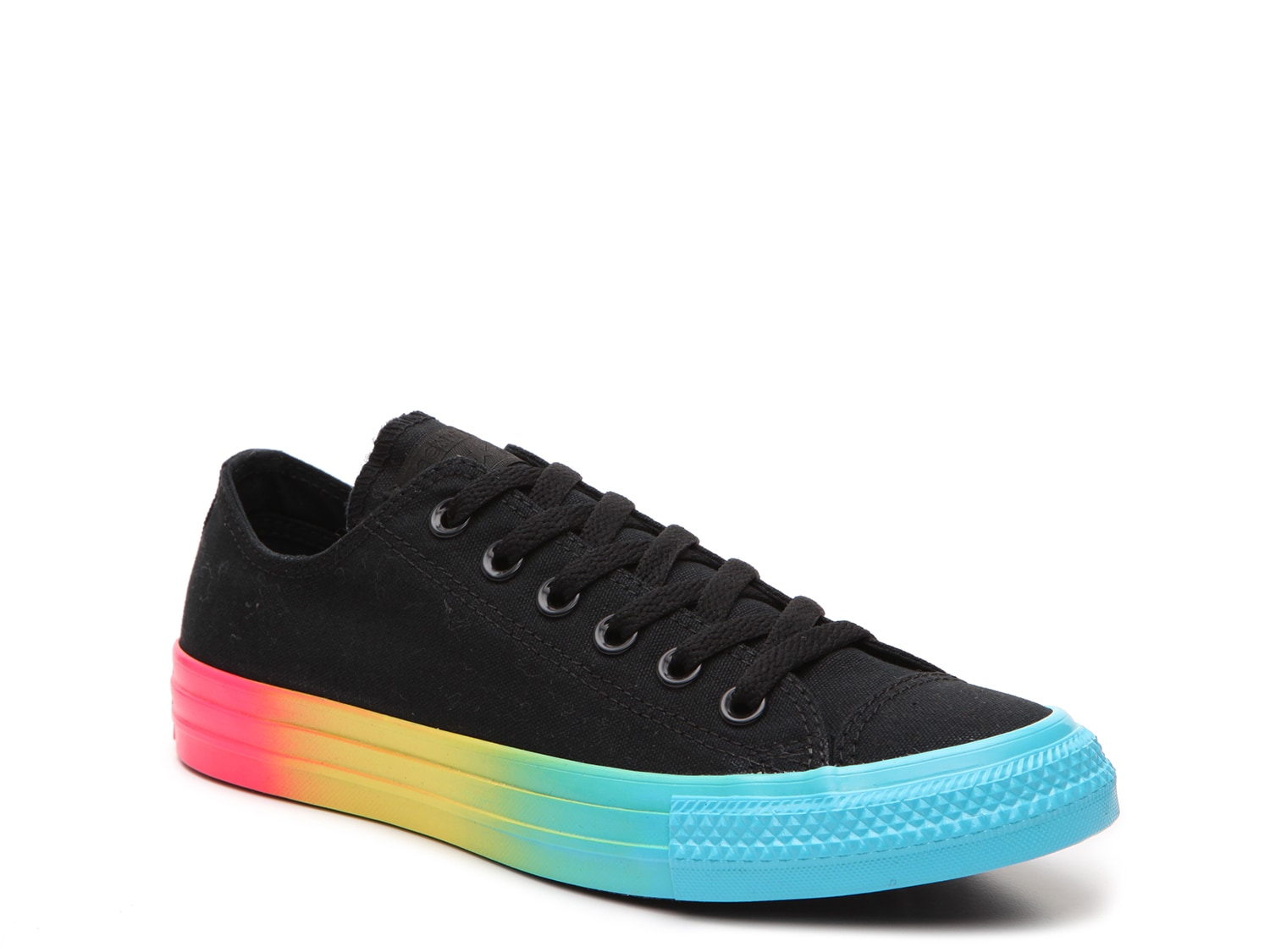 black converse with rainbow bottom