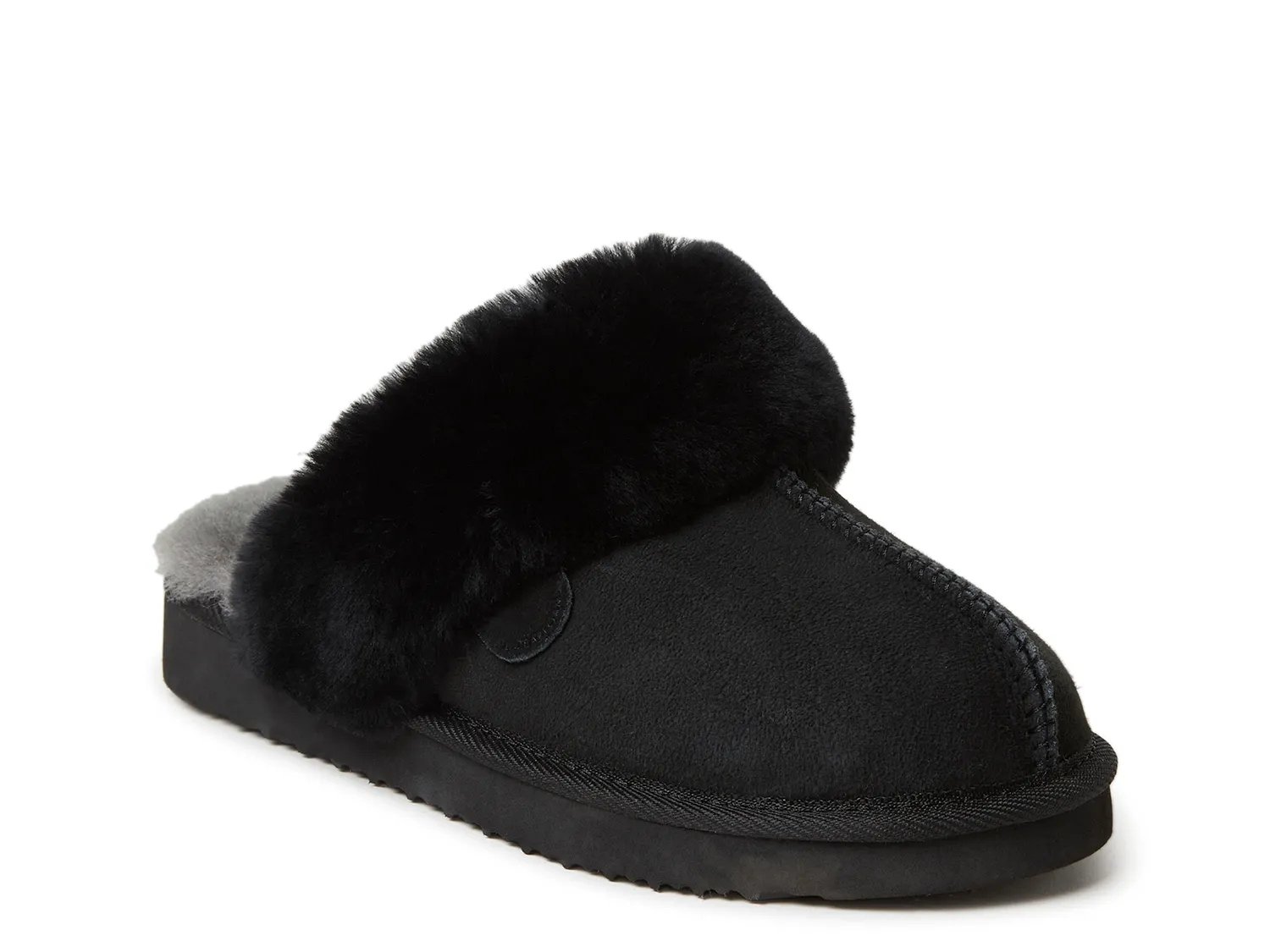 Fireside by Dearfoams Sydney Scuff Slipper | Women's | Black | Size 8 | Slippers