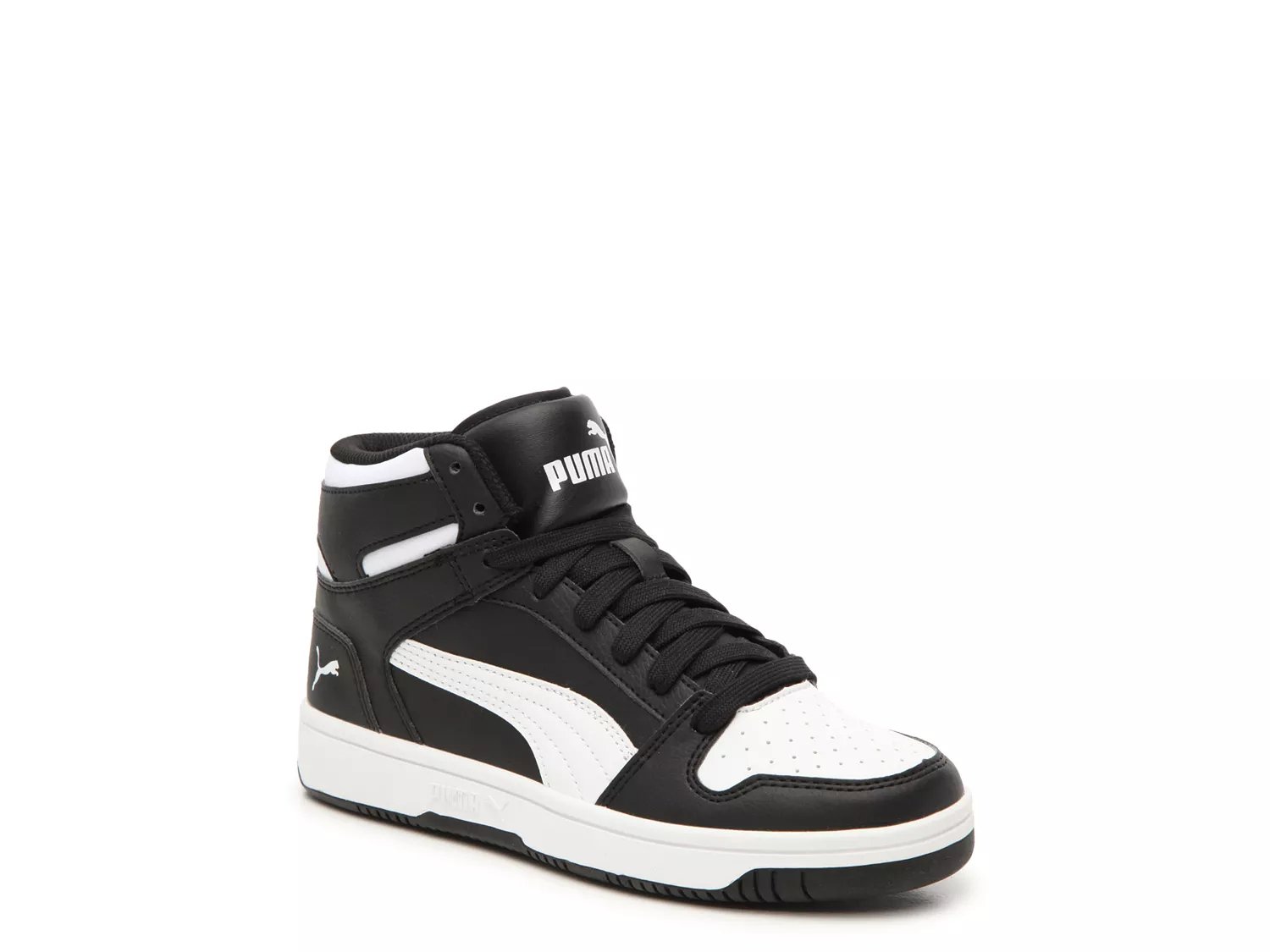 black and white high top pumas
