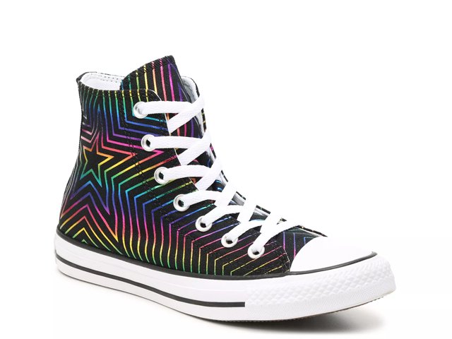 black converse with rainbow