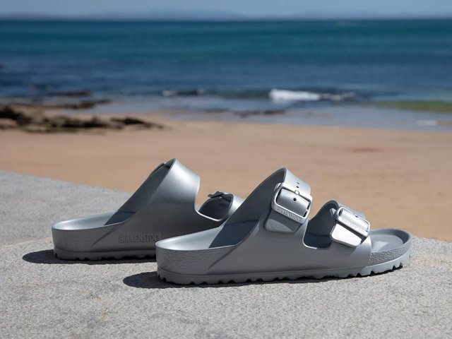Birkenstock women's arizona essentials eva sandals silver sale