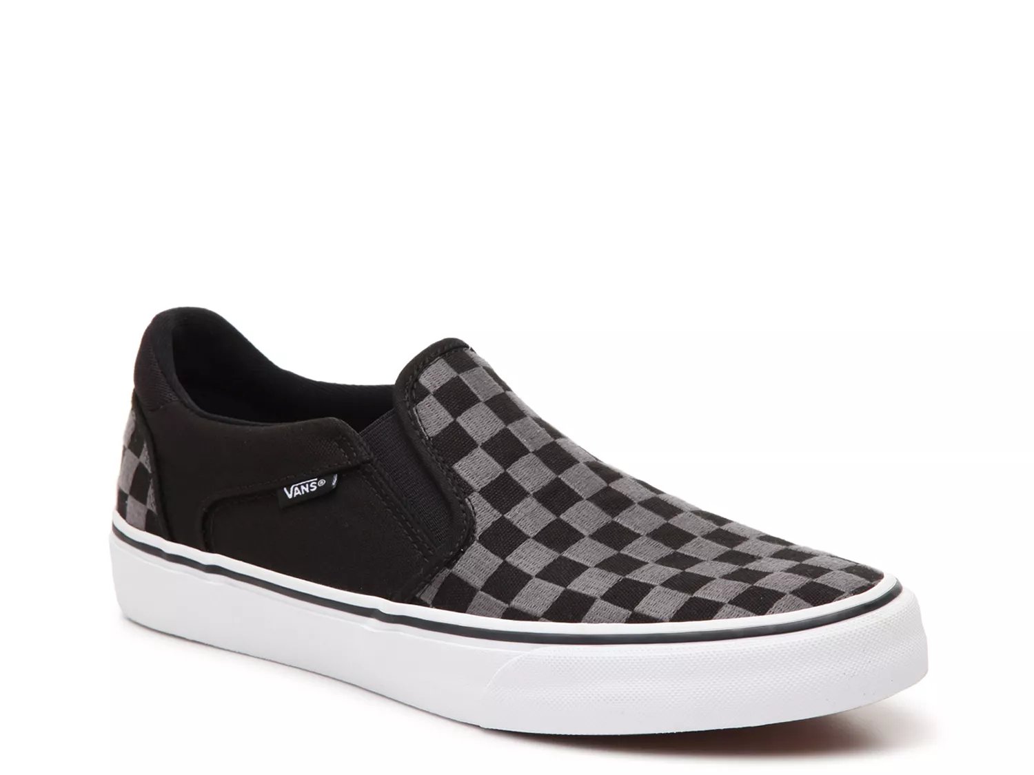 vans asher black slip on