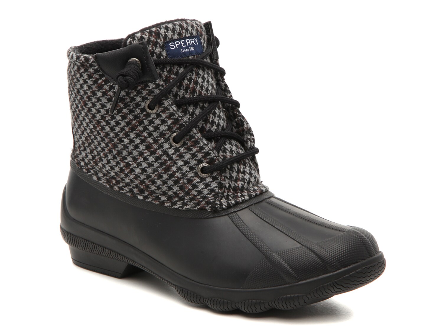 gray and black sperry duck boots