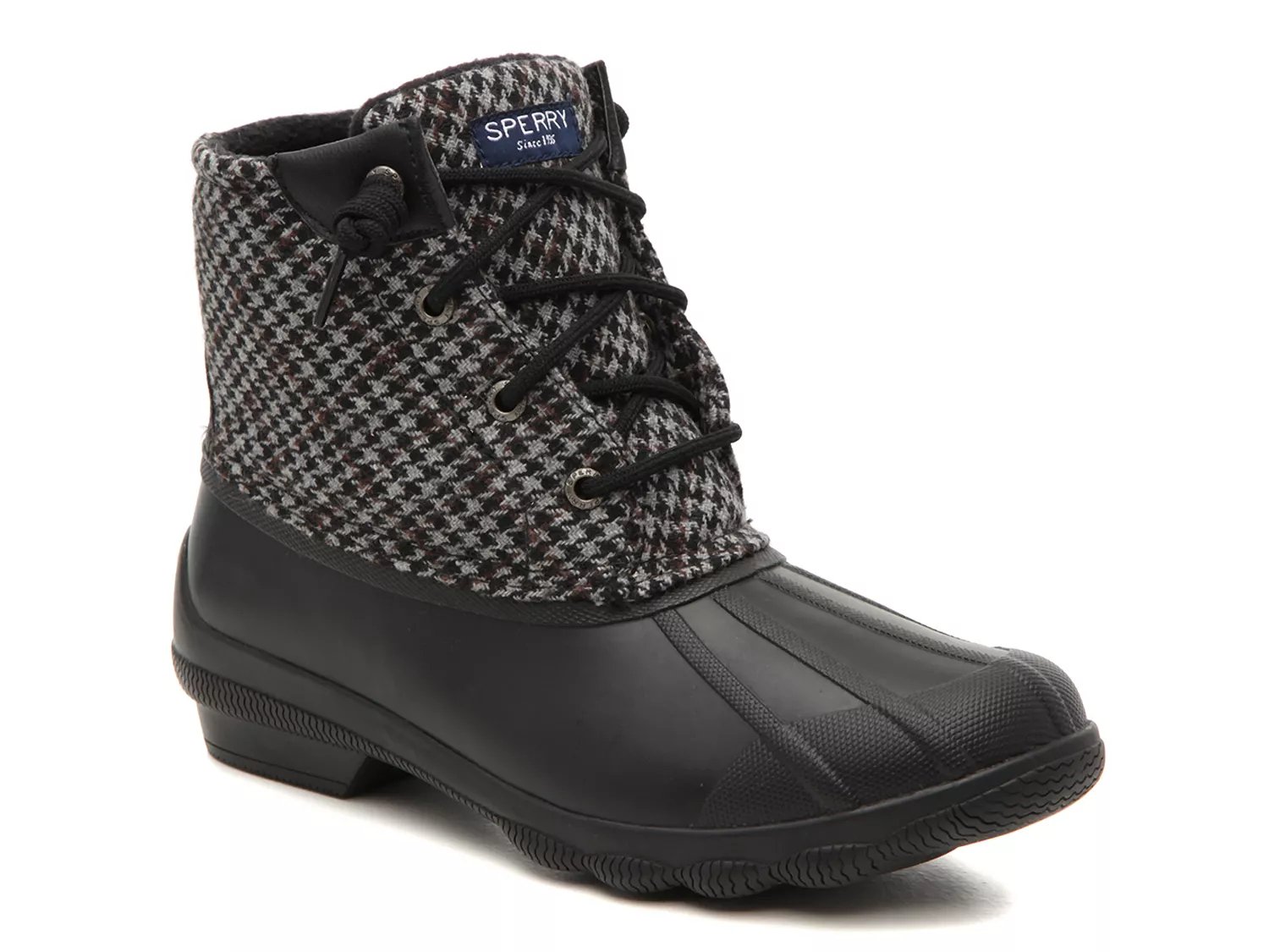 black and gray sperry boots