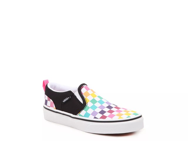 Vans Asher Party Check Slip-On Sneaker - Kids' - Free Shipping | DSW
