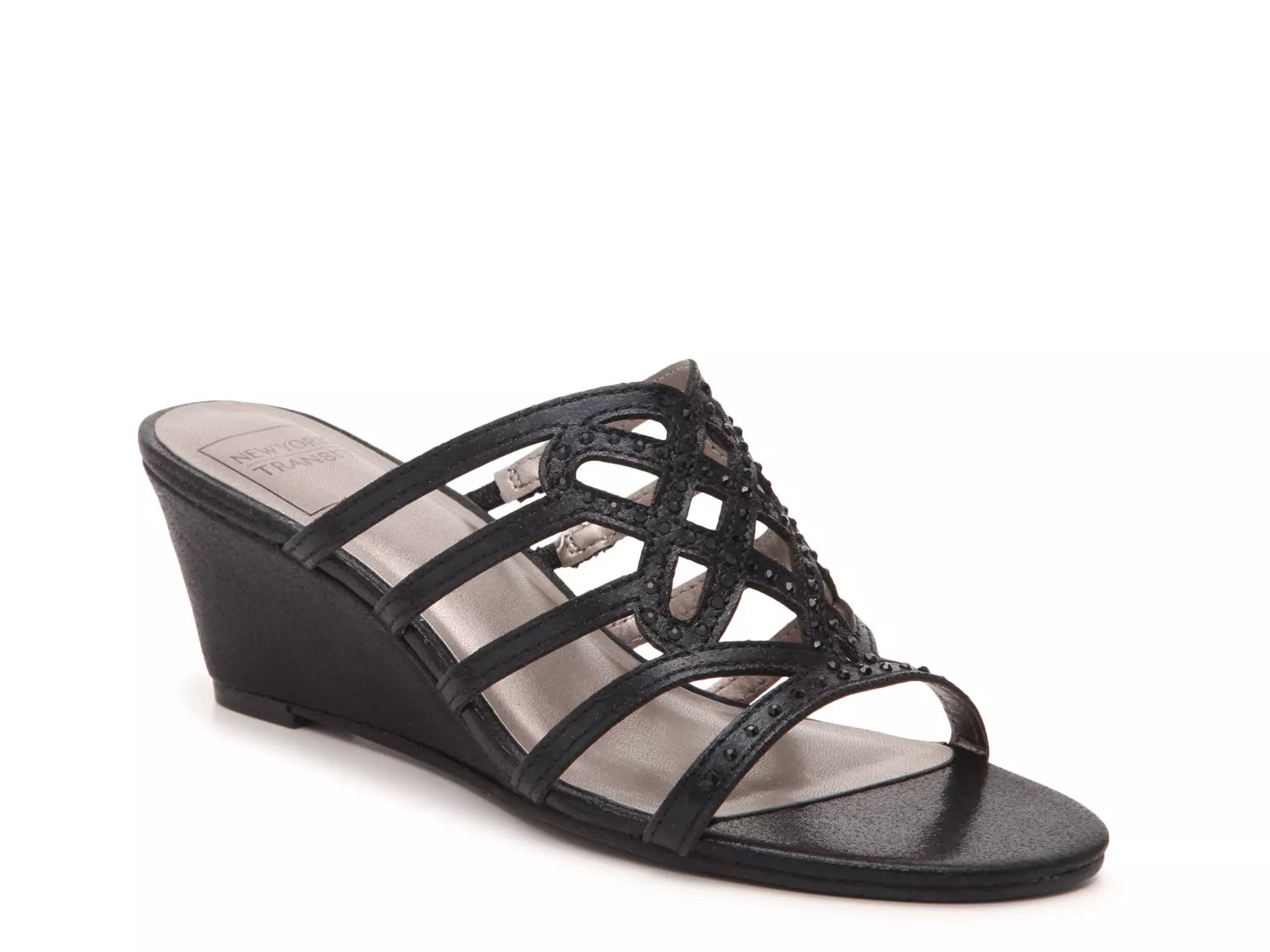 new york transit black wedge sandals