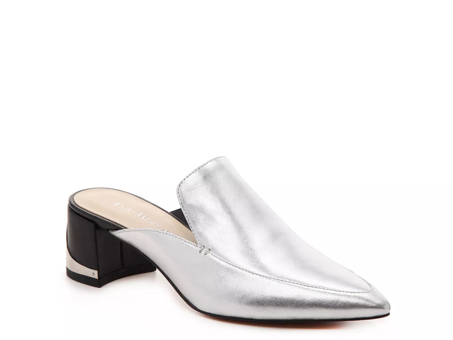 womens silver mules