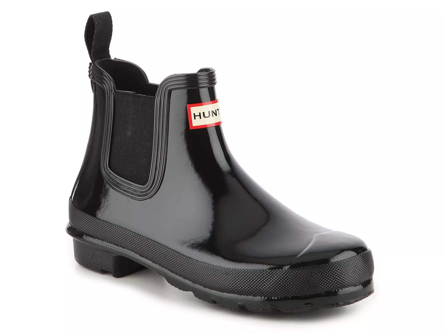 black gloss chelsea boots