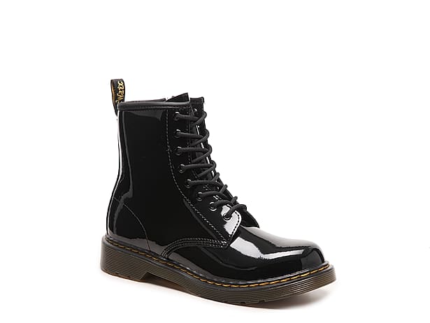 Youth 1460 Patent Leather Lace Up Boots in Black