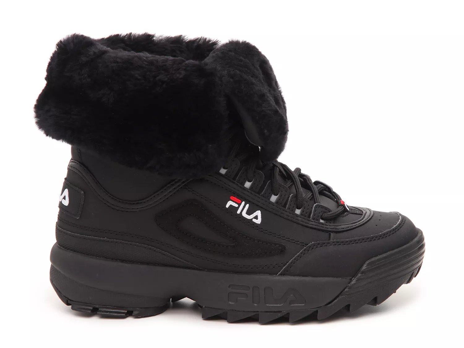 womens fila disruptor shearling athletic shoe