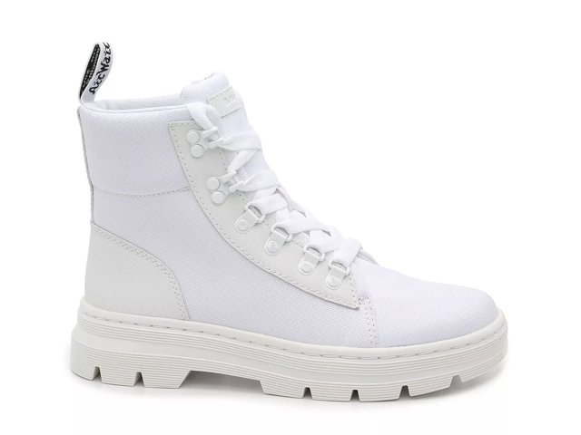 ALL WHITE Doc Martens Nylon Combat Style Boots, Size 10 womens