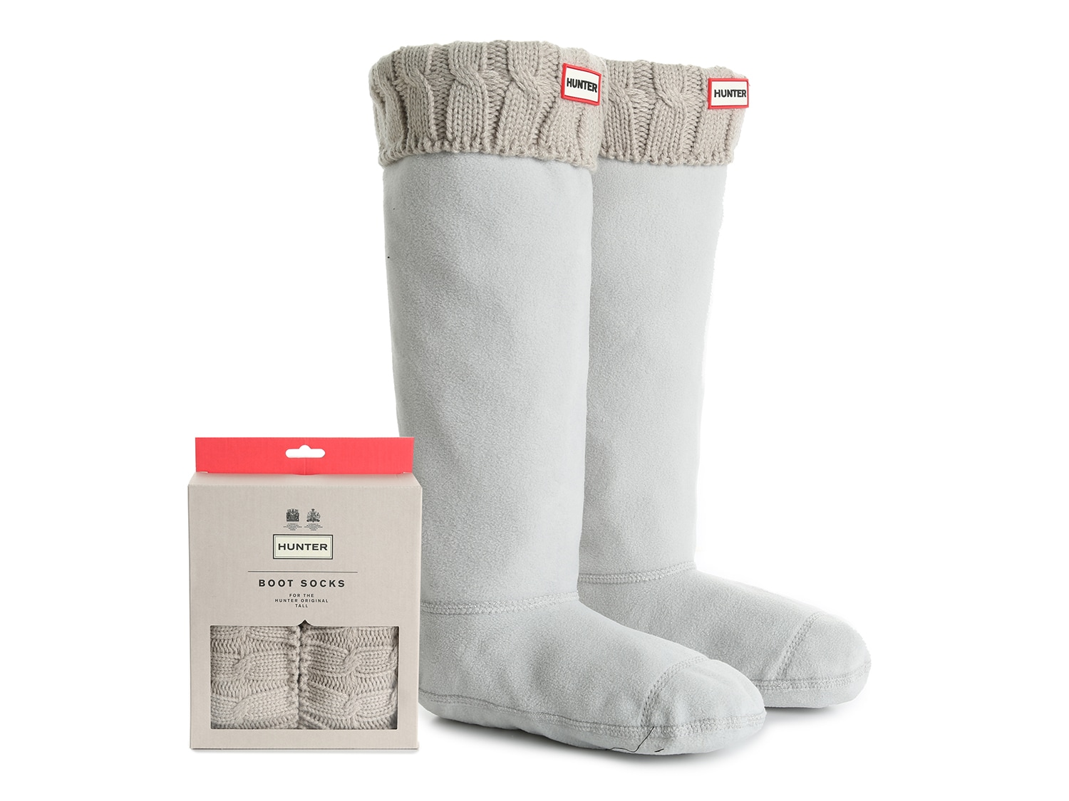 7 & 8 Hunter Original Adult Unisex Tall Boot Socks in White-Large-Fits sizes 6 