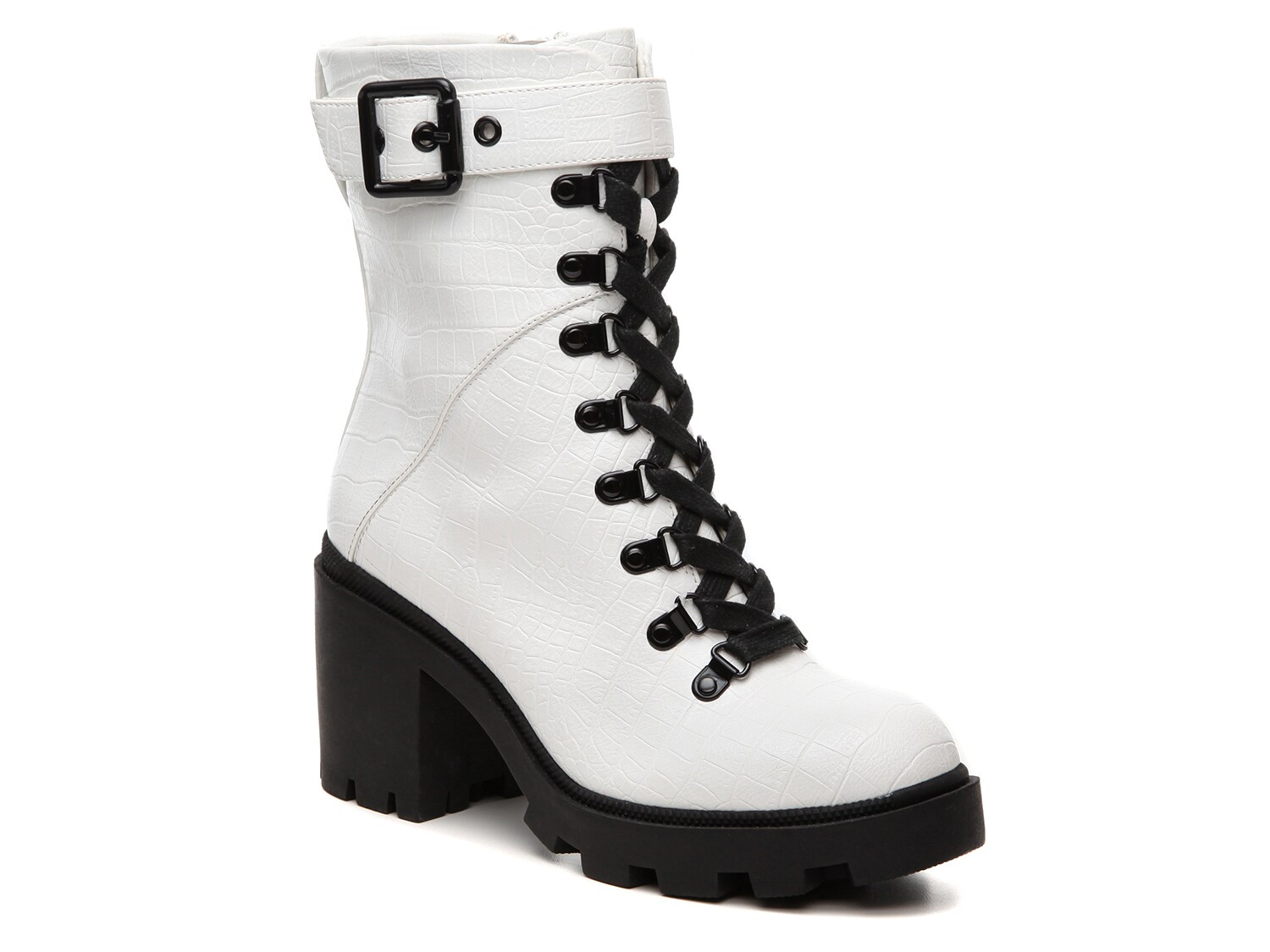 black and white combat boots