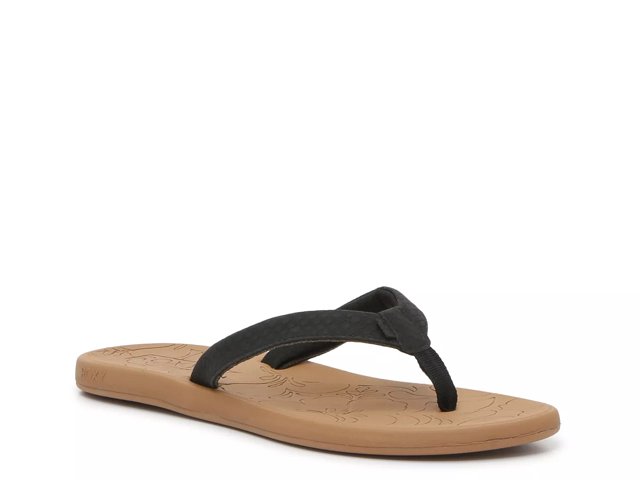 Roxy black leather flip flops online
