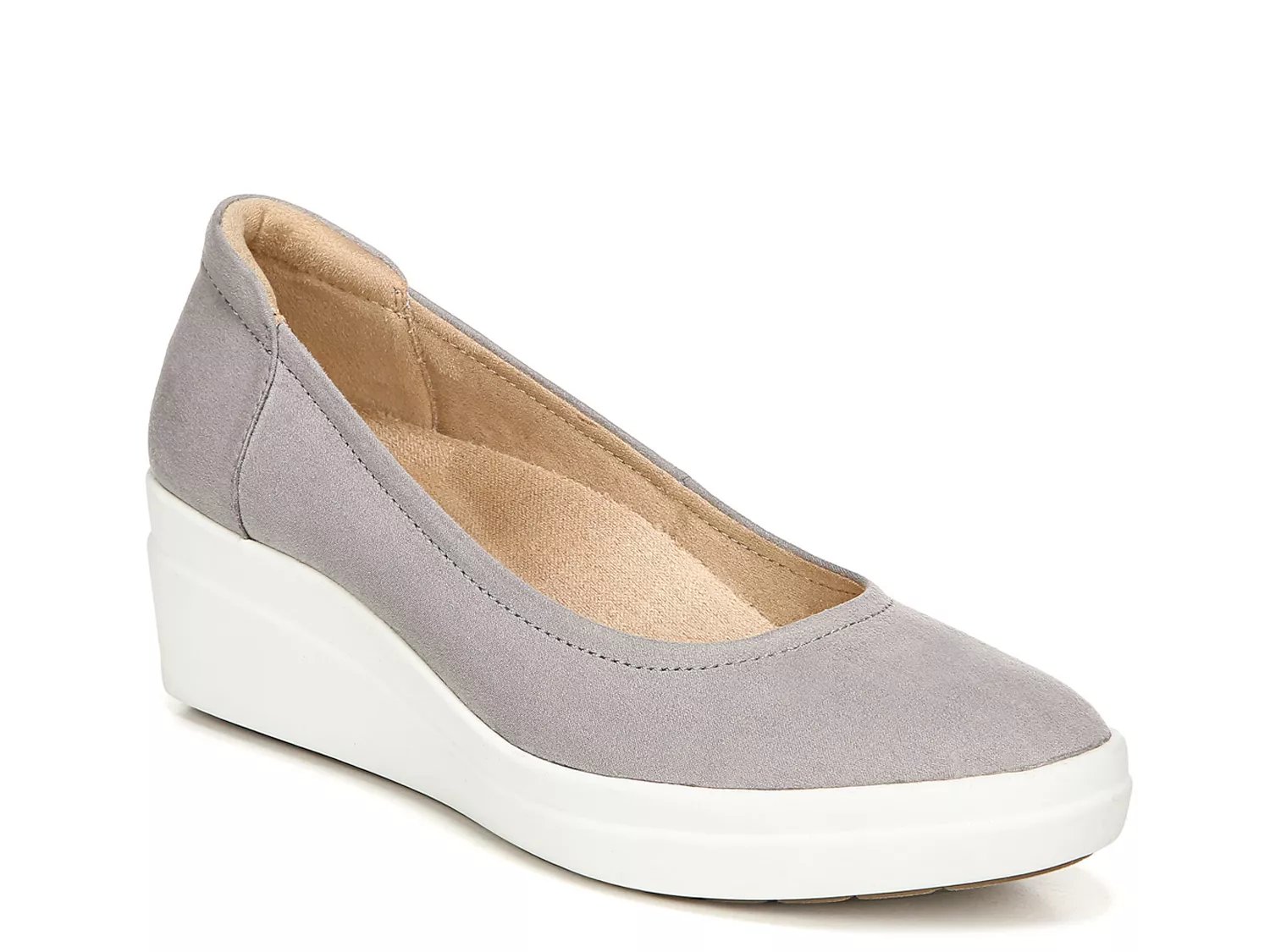 grey wedge pumps