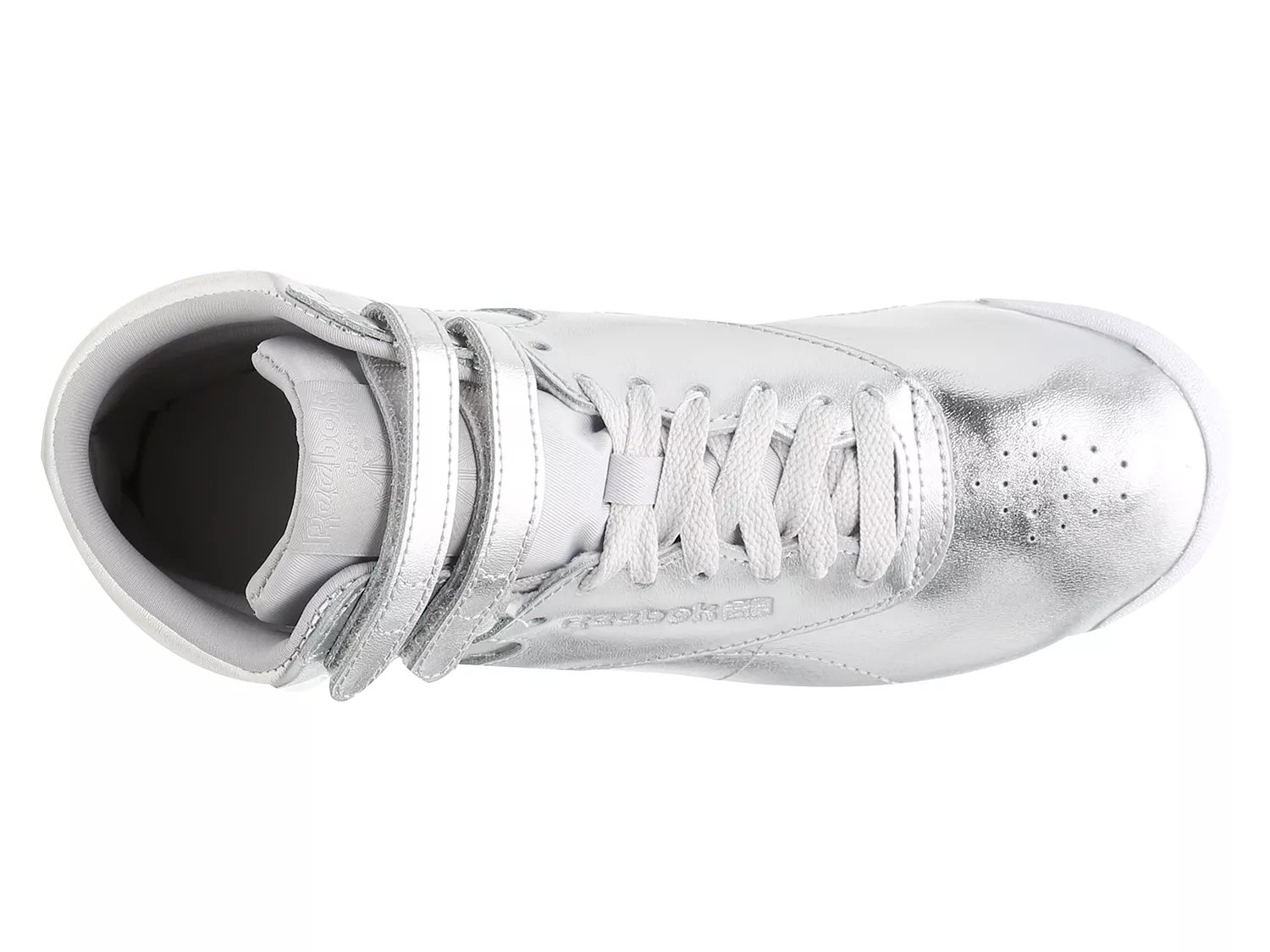 silver reebok high tops