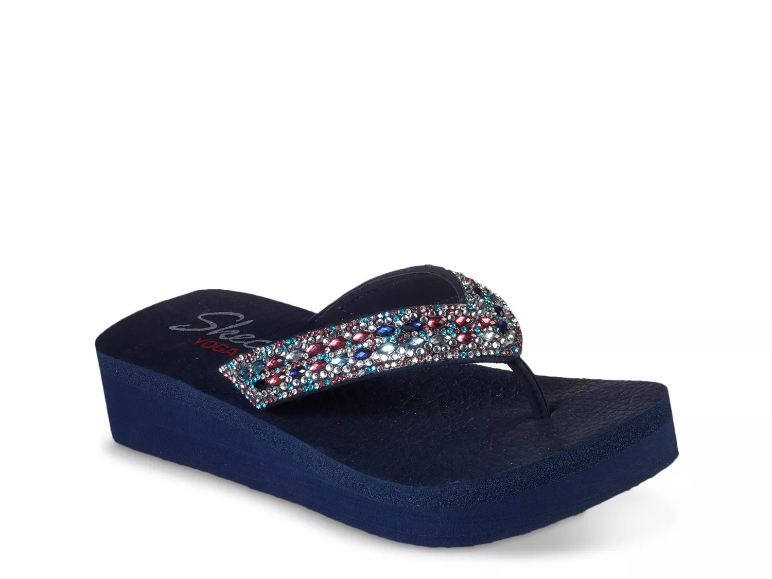 skechers high wedge flip flops