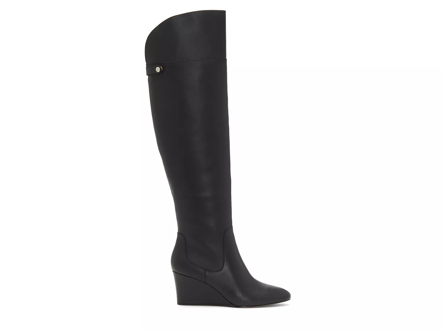 black wedge over the knee boots