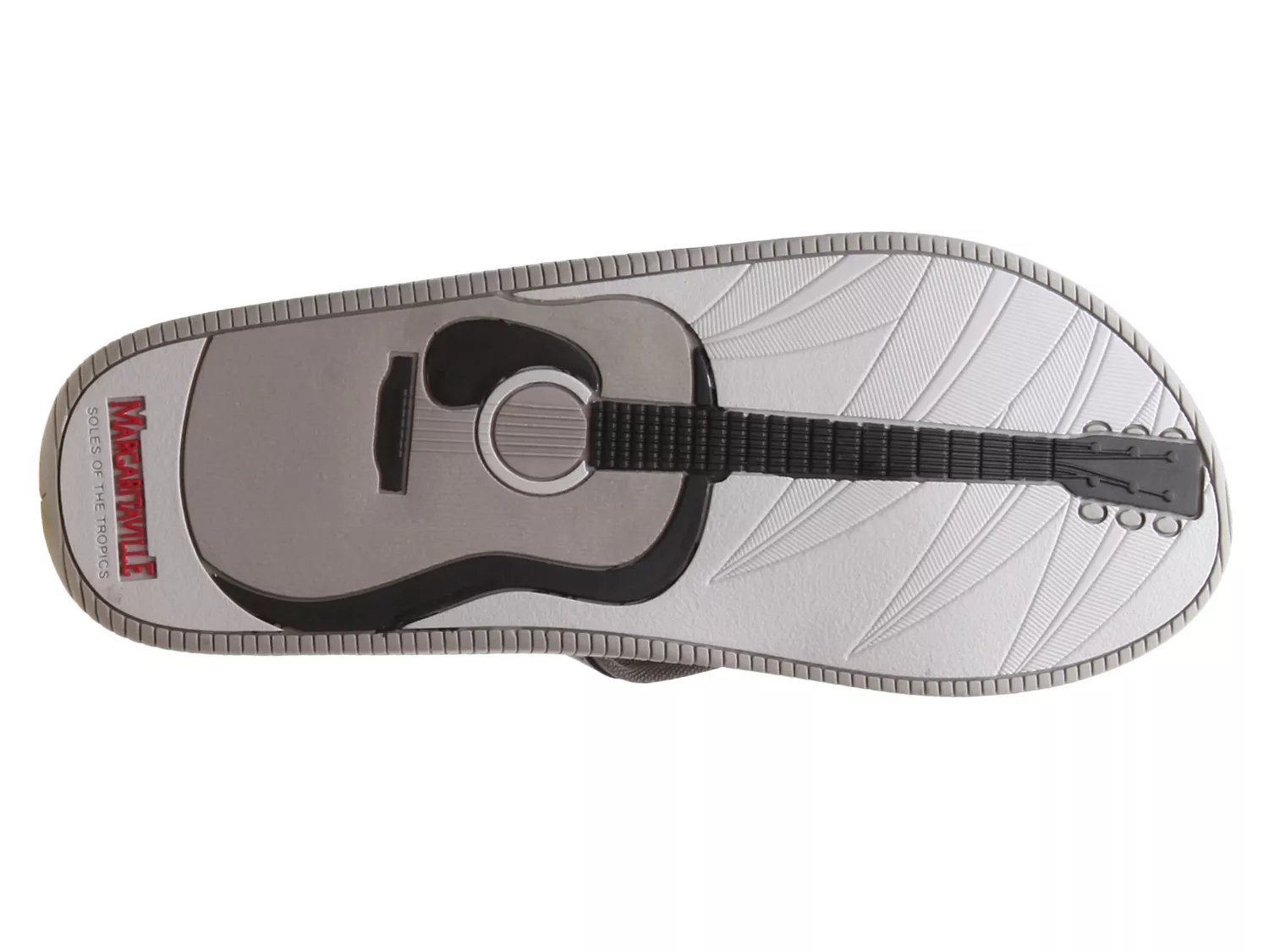 margaritaville flip flops with guitar on bottom