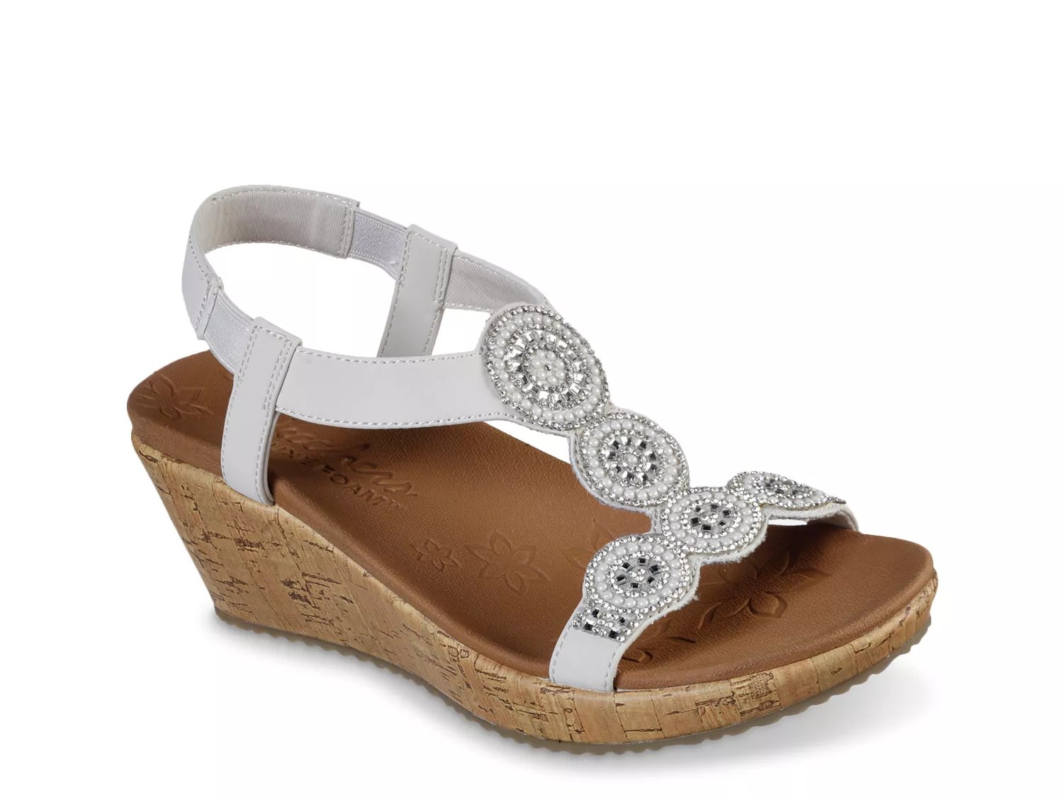 skechers cali beaded slip on wedge