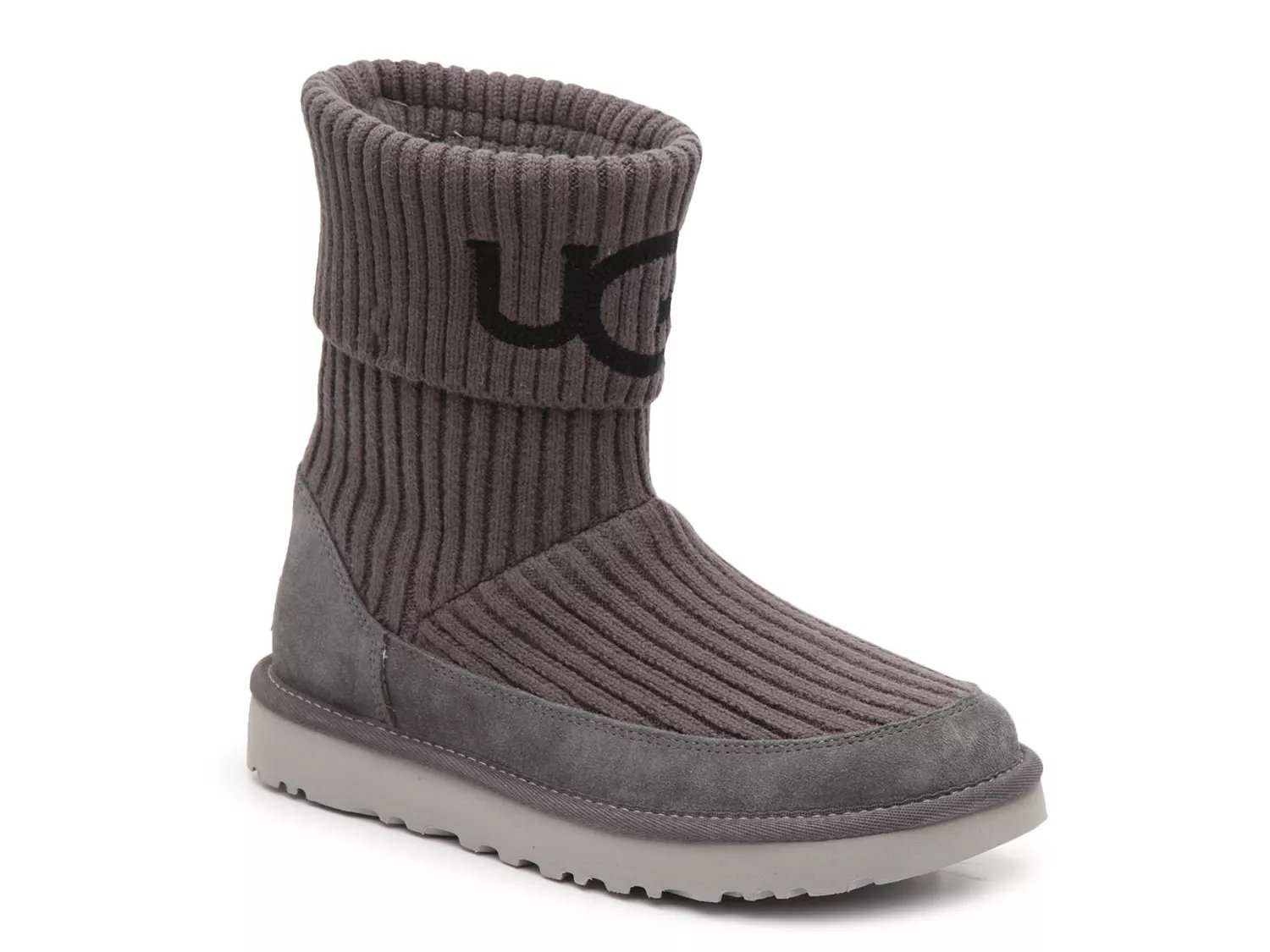 knee high gray suede boots