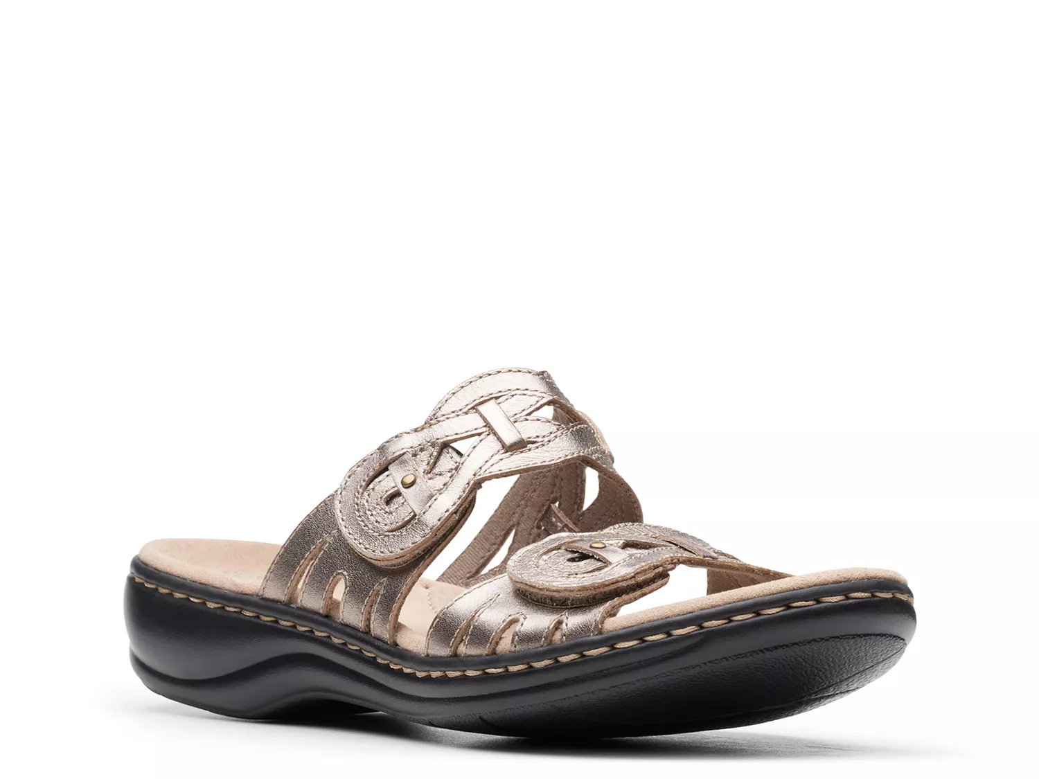 clarks silver flip flops