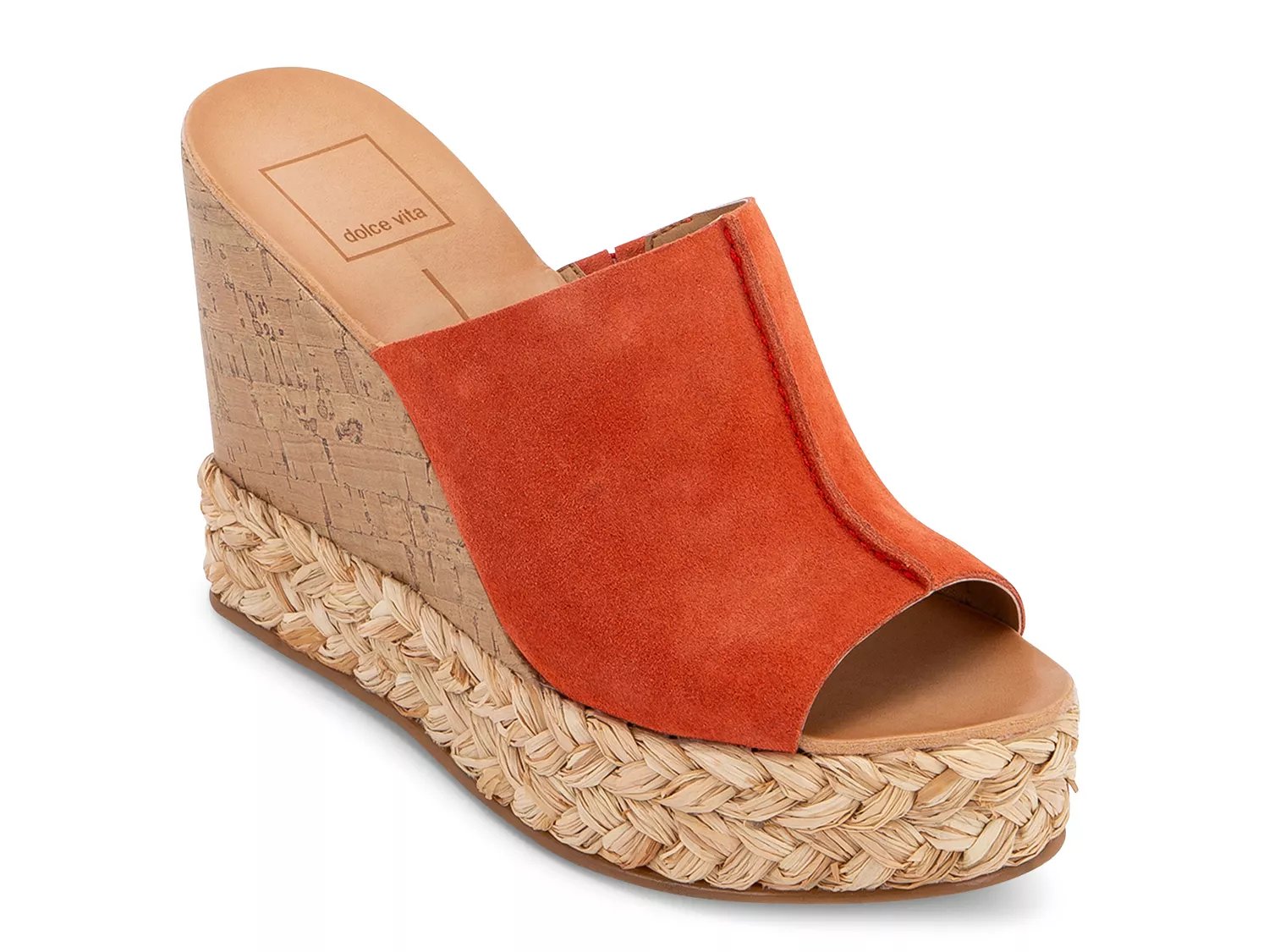 orange shoes wedges